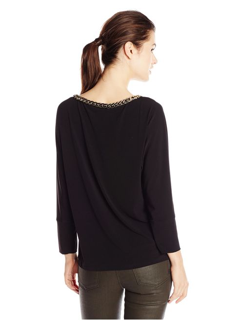 Calvin Klein Women's Dolman Top with Braid Chain