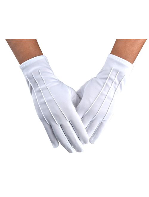 JISEN Men Police Formal Tuxedo Honor Guard Parade Nylon Cotton Gloves 26cm