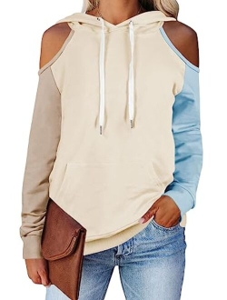 Cutiefox Women's Pullover Hoodie Funnel Neck Long Sleeve Hooded Sweatshirt with Pocket