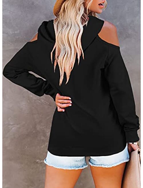 Cutiefox Women's Pullover Hoodie Funnel Neck Long Sleeve Hooded Sweatshirt with Pocket