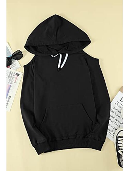 Cutiefox Women's Pullover Hoodie Funnel Neck Long Sleeve Hooded Sweatshirt with Pocket