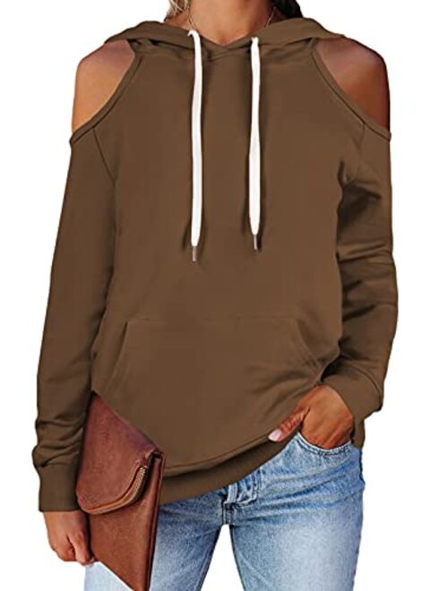 Cutiefox Women's Pullover Hoodie Funnel Neck Long Sleeve Hooded Sweatshirt with Pocket