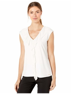 Women's Sleeveless Top with Sweater Ruffle