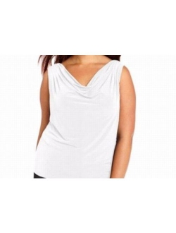 Women's Plus Size Solid Pleat Neck Cami