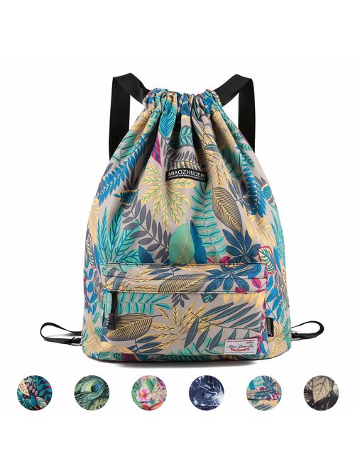 Drawstring Backpack String Bag Sackpack Cinch Water Resistant Nylon for Gym Shopping Sport Yoga by WANDF