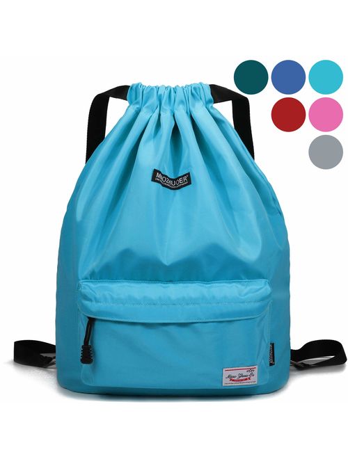 Drawstring Backpack String Bag Sackpack Cinch Water Resistant Nylon for Gym Shopping Sport Yoga by WANDF