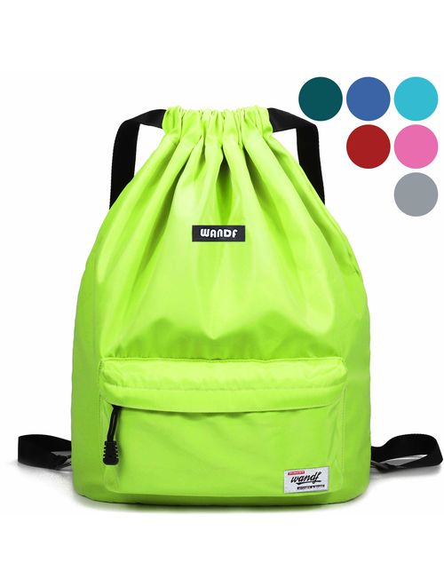 Drawstring Backpack String Bag Sackpack Cinch Water Resistant Nylon for Gym Shopping Sport Yoga by WANDF