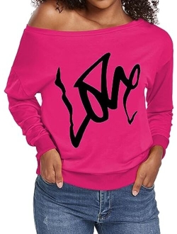 Womens Tops Plus Size Sweatshirts Sweaters Shirts Long Sleeve Oversized Off Shoulder T-Shirts