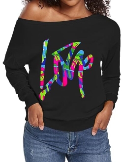 Womens Tops Plus Size Sweatshirts Sweaters Shirts Long Sleeve Oversized Off Shoulder T-Shirts