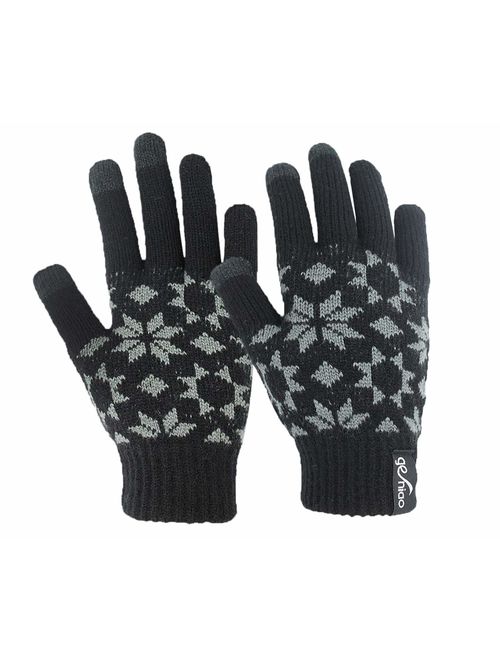 Holly Knitted Jacquard Touchscreen Gloves for Smartphones & Tablets, Small, Medium and Large