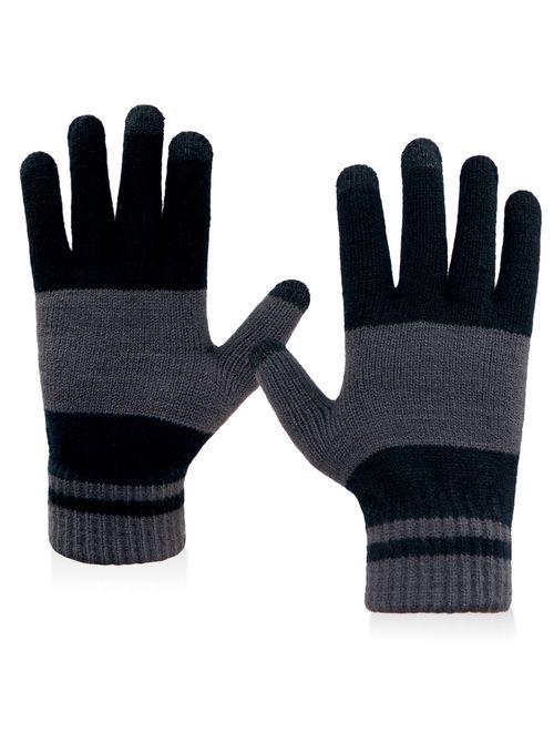 LETHMIK Winter Touchscreen Knit Gloves Mens Warm Wool Lining Texting for Smartphones