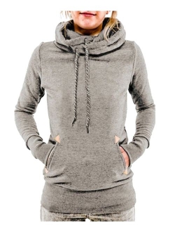 Begonia.K Women's Funnel Neck Hoodie Lightweight Pullover Hooded Sweatshirts