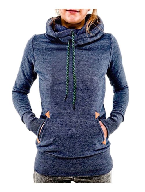 Begonia.K Women's Funnel Neck Hoodie Lightweight Pullover Hooded Sweatshirts