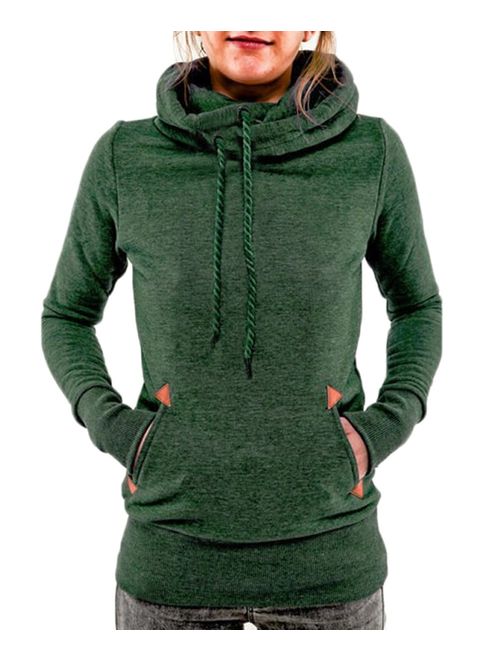 Begonia.K Women's Funnel Neck Hoodie Lightweight Pullover Hooded Sweatshirts