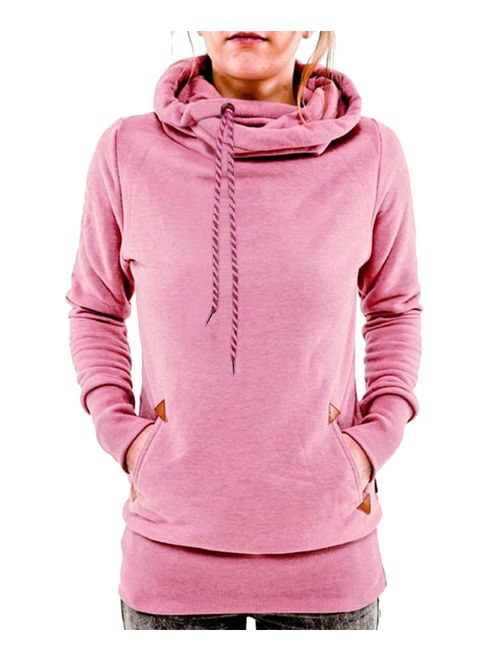 Begonia.K Women's Funnel Neck Hoodie Lightweight Pullover Hooded Sweatshirts