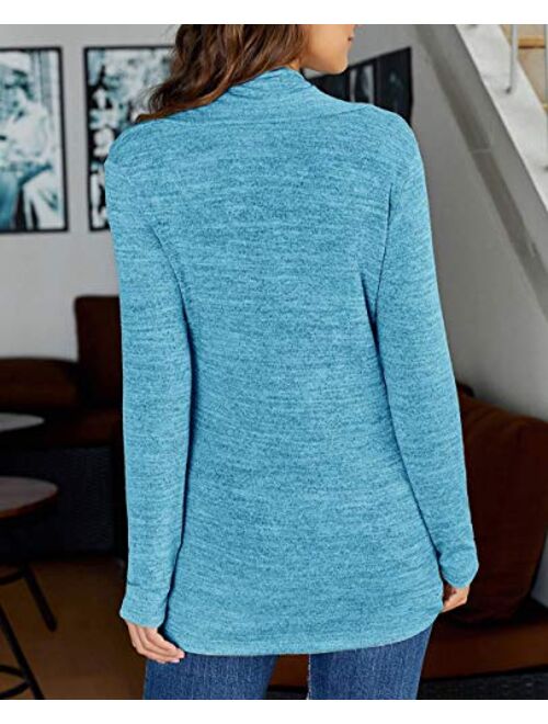 KIRUNDO 2019 Winter Women's Long Sleeve Pullover Zipper Cowl Neck Tops Solid Sporty Sweatshirts(5 Colors,S-XXL)