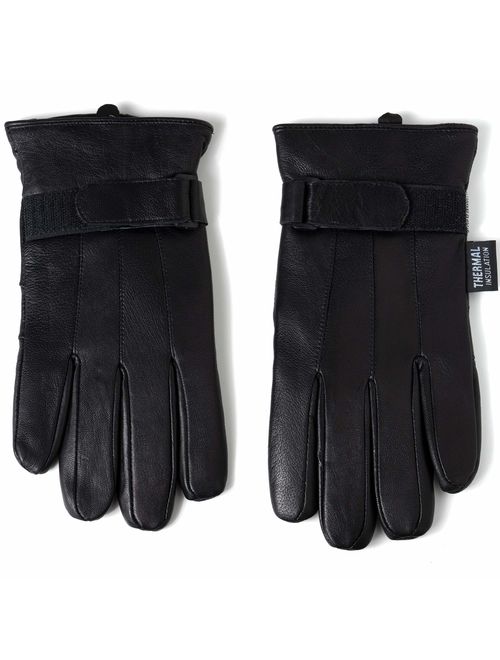 Alpine Swiss Mens Gloves Dressy Genuine Leather Warm Thermal Lined Wrist Strap