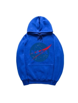 CORIRESHA Fashion NASA Logo Print Hoodie Sweatshirt with Pocket(Smaller Than Standard Size)