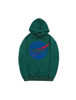 CORIRESHA Fashion NASA Logo Print Hoodie Sweatshirt with Pocket(Smaller Than Standard Size)