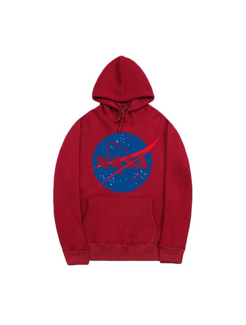 CORIRESHA Fashion NASA Logo Print Hoodie Sweatshirt with Pocket(Smaller Than Standard Size)