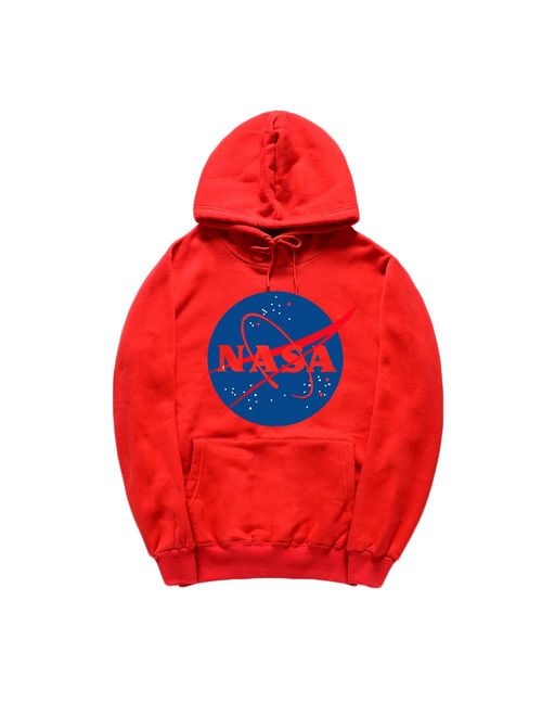 CORIRESHA Fashion NASA Logo Print Hoodie Sweatshirt with Pocket(Smaller Than Standard Size)