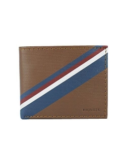 New Tommy Hilfiger Men's Leather Double Billfold Passcase Wallet & Valet