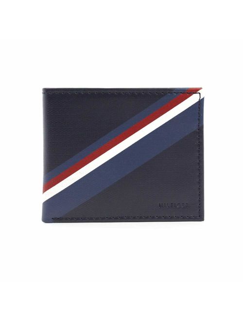 New Tommy Hilfiger Men's Leather Double Billfold Passcase Wallet & Valet