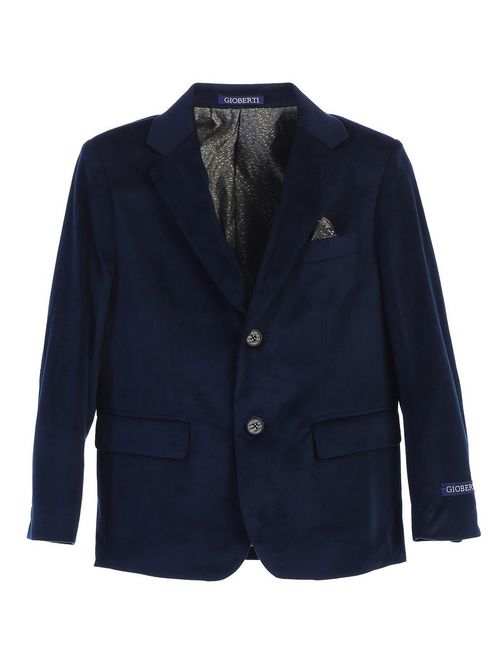 Buy Boys Navy 2 Button Formal Velvet Blazer online | Topofstyle