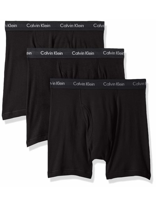 Calvin Klein Men's 100% Cotton Solid Elastric Waist Boxer 