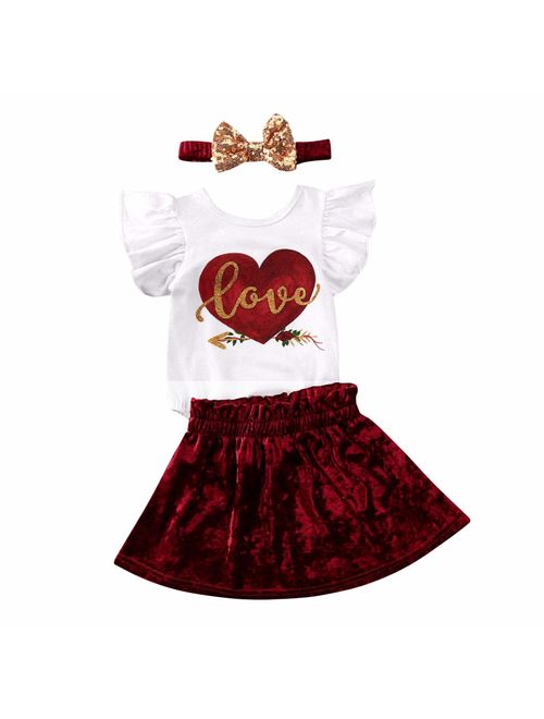 Girls'It's My Birthday Print Shirt Tutu Skirt Dress Outfit Set