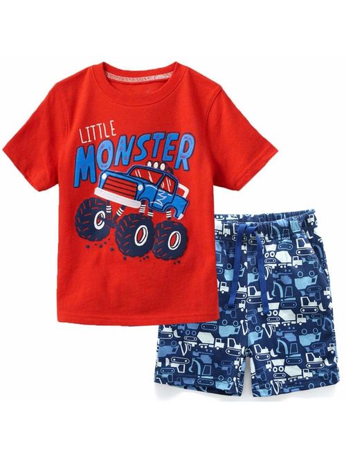 Frogwill Toddler Boys The Little Monster Truck Tee and Shorts Set 18M-7Y