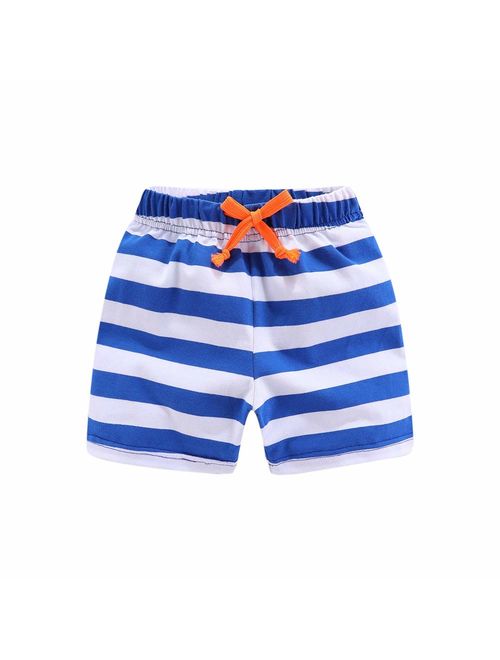 Boys Summer Clothes Print T-Shirt and Stripe Shorts Set for Boys 1-6 Years