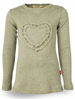 Ipuang Girls' Heart-Shaped Long Sleeve T-Shirt