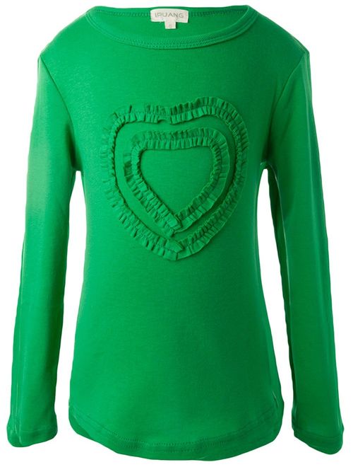 Ipuang Girls' Heart-Shaped Long Sleeve T-Shirt