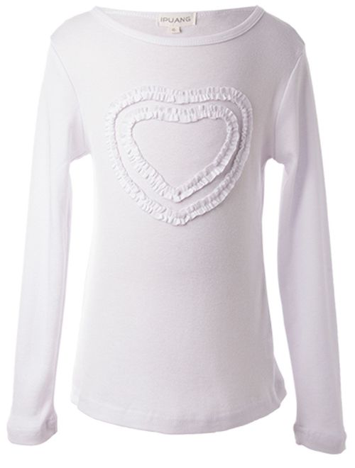 Ipuang Girls' Heart-Shaped Long Sleeve T-Shirt