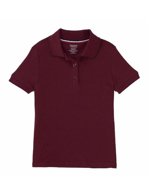 French Toast School Uniforms Girls Short Sleeve Interlock w/Picot Collar A9423