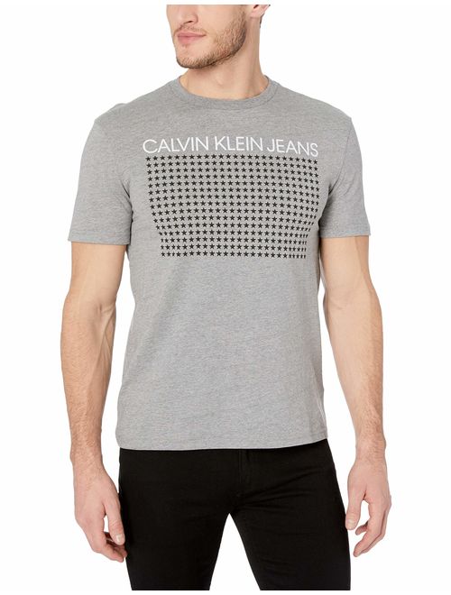 Calvin Klein Men's Short Sleeve Texture Ck Logo Print Crew Neck T-Shirt