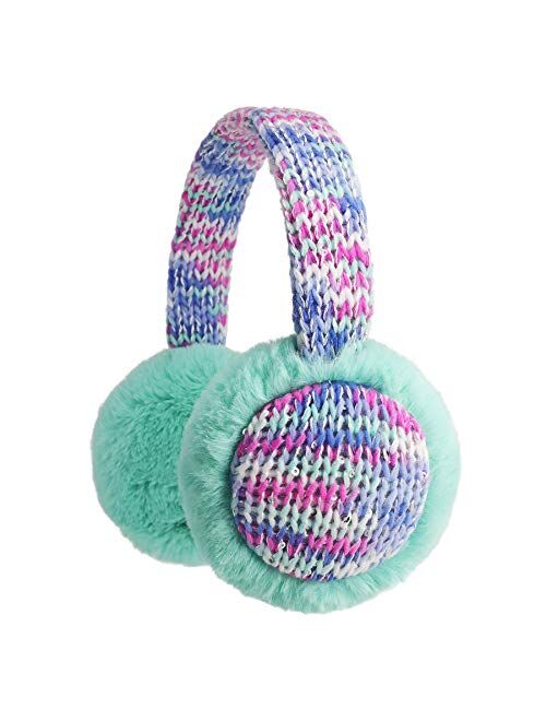 Flammi Kids Knit Earmuffs Winter Outdoor Furry Ear Warmers for Boys Girls