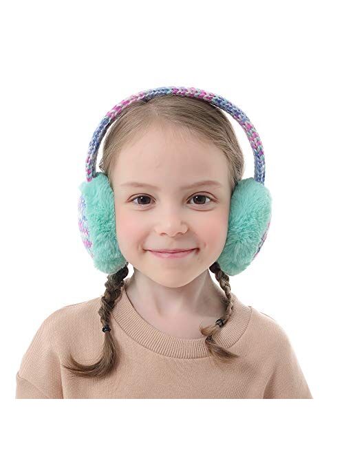 Flammi Kids Knit Earmuffs Winter Outdoor Furry Ear Warmers for Boys Girls