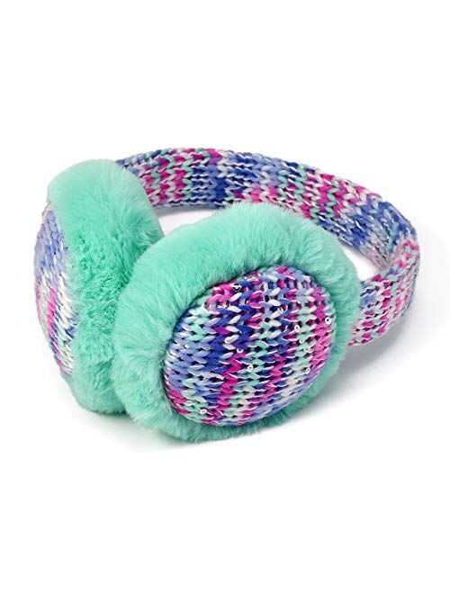 Flammi Kids Knit Earmuffs Winter Outdoor Furry Ear Warmers for Boys Girls