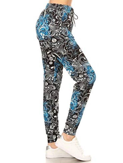 Leggings Depot Premium Women's Joggers Popular Print and Solid High Waist Track Yoga Full Length Pants(S-XL) BAT1