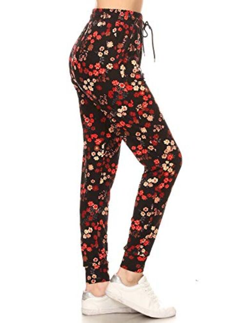 Leggings Depot Premium Women's Joggers Popular Print and Solid High Waist Track Yoga Full Length Pants(S-XL) BAT1