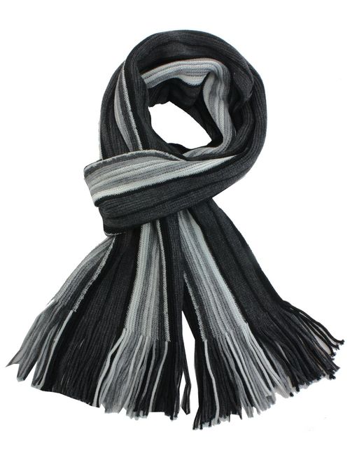 Dahlia Men's Soft, Warm and Long Winter Scarf, Striped Knit