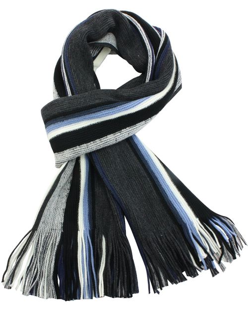 Dahlia Men's Soft, Warm and Long Winter Scarf, Striped Knit