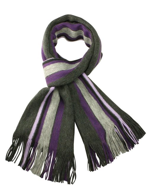 Dahlia Men's Soft, Warm and Long Winter Scarf, Striped Knit