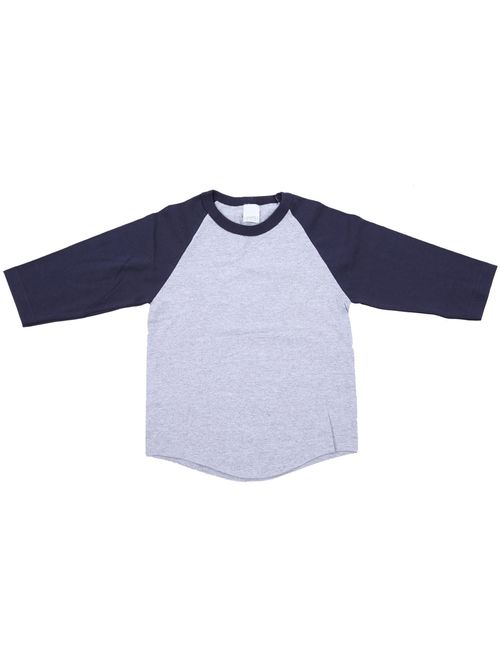 Unisex Kids Raglan 3/4 Sleeve Baseball T Shirt Top