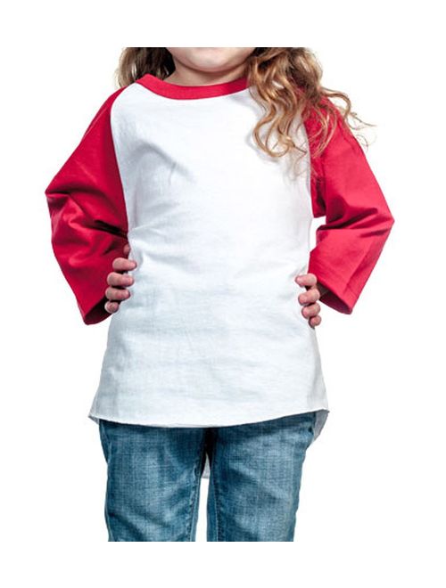 Unisex Kids Raglan 3/4 Sleeve Baseball T Shirt Top