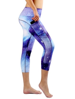 Neonysweets Womens Printed Tummy Control Yoga Workout Leggings Pockets