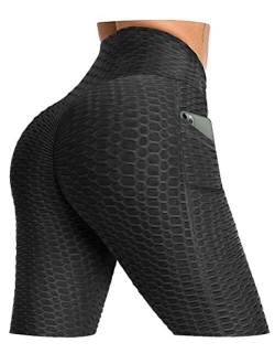 Ruched Butt Lifting High Waist Textured Yoga Pants Tummy Control Workout Leggings