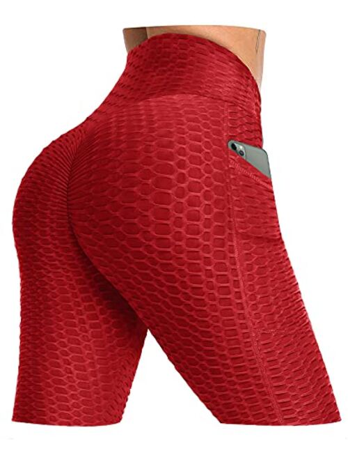 AIMILIA Ruched Butt Lifting High Waist Textured Yoga Pants Tummy Control Workout Leggings